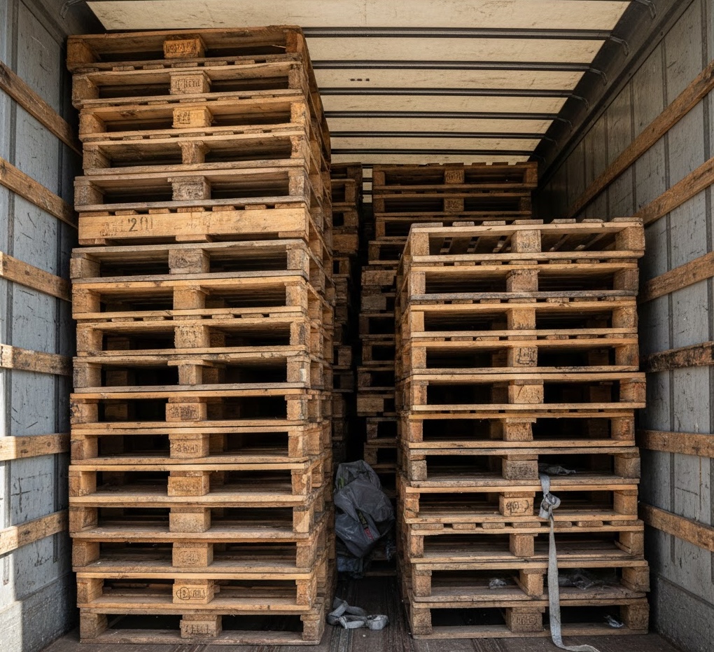 Pallets loaded inside a delivery truck ready for transportation